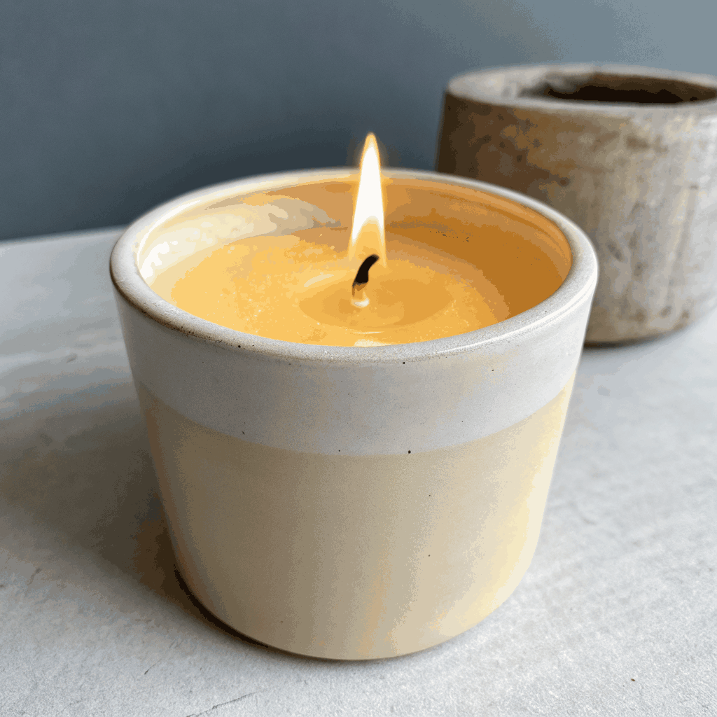 Vela de cera de abeja con diseño de mandala – edición artesanal